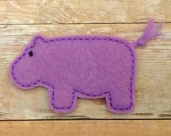 Hippopotamus Two Inch FELTIE In The Hoop Machine Embroidery Design