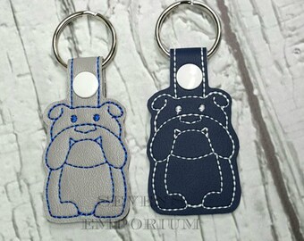 Bulldog Key Fob Snaptab Keychain Machine Embroidery Design