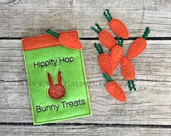 BUNNY Food and Pet Treats Felt Pretend In The Hoop Machine Embroidery Design