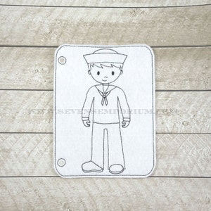 Navy Sailor Military Soldier In The Hoop Doodle-It Coloring Page Machine Embroidery Designs