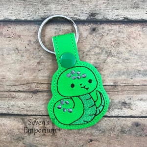 Baby Snake Key Fob Snaptab Keychain Machine Embroidery Design