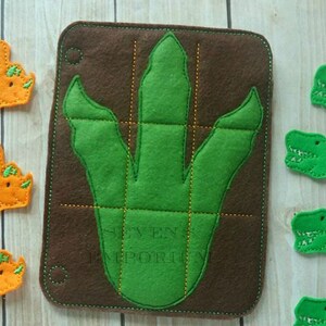 Dinosaur Tic Tac Toe Game Activity Page Quiet Book Machine Embroidery Design image 2