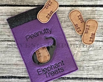 ELEPHANT Food and Pet Treats Felt Pretend In The Hoop Machine Embroidery Design