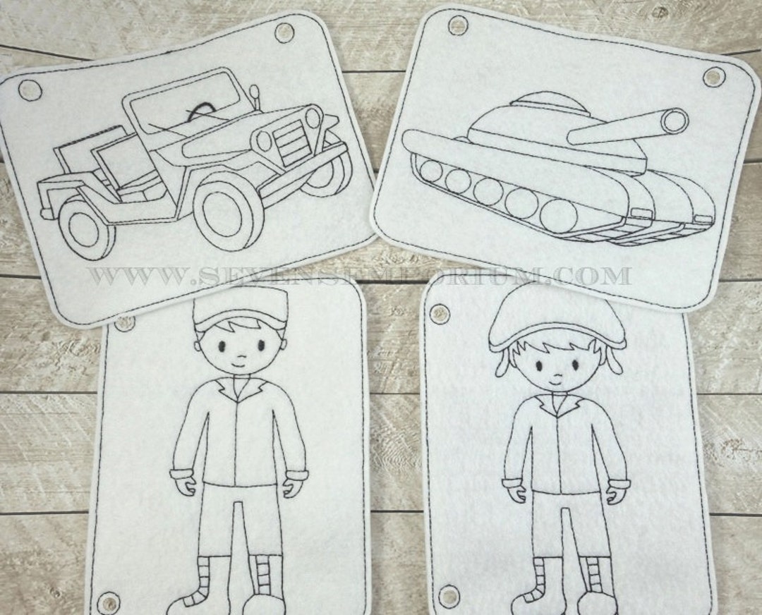 Guardia Nacional del ejército militar Marines combate soldado Jeep tanque  vehículo conjunto en los diseños de aro Doodle-It para colorear página ...