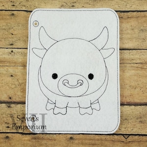 Baby Ox Bull In The Hoop Coloring Page Machine Embroidery Design