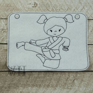 Karate Girl In The Hoop Coloring Page Machine Embroidery Design