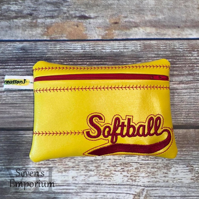 Softball Lined Zip Bag Machine Embroidery Design Etsy