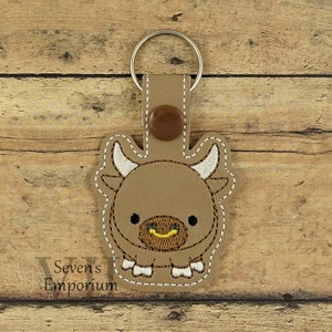 Baby Ox Key Fob Snaptab Keychain Machine Embroidery Design