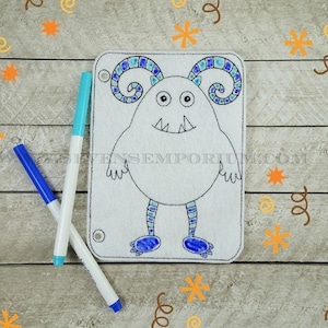 Curly Horned Monster In The Hoop Doodle-It Coloring Page Machine Embroidery Design