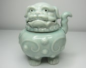 Asian Inspired Porcelain Foo Dog Censer - Removable Head - Beautiful Censer
