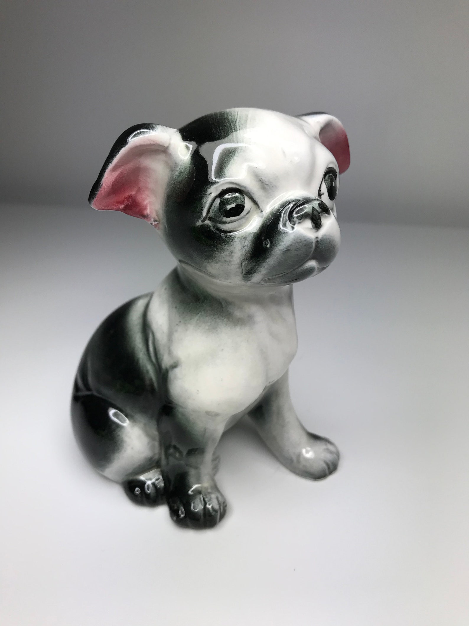 adorable seated boston terrier puppy collectible figurine