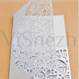 Laser cut Invitation Template with pocket. Wedding invitation | Etsy