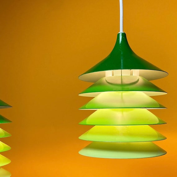 1970年代のグリーンIKEAシーリングライト2個セット、スカンジナビア IKEA シーリングライト　2個セット