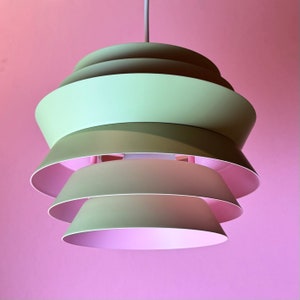 Unique pink and green Trava ceiling light by Carl Thore, Sweden 1960s. image 8