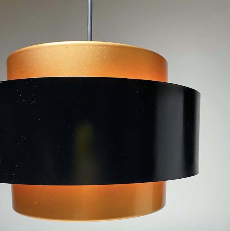 Black shade of Classic danish Juno copper ceiling light by Jo Hammerborg for Fog and Morup, Denmark 1966.