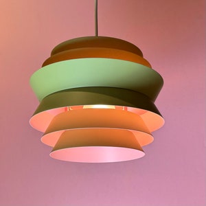 Unique pink and green Trava ceiling light by Carl Thore, Sweden 1960s. image 5