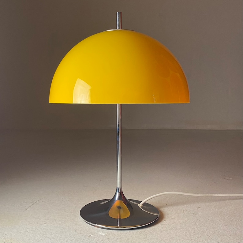 Vintage space age yellow table lamp by Wila, Germany 1970s. image 2