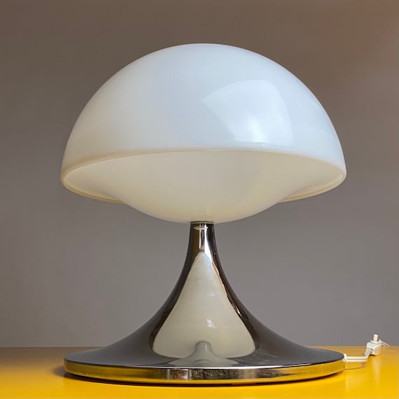 Classic Italian Chrome Mushroom Table, Laurel Mushroom Lamp Replacement Shader