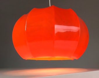 Orange Plastic Space Age Ceiling Light by ILKA Leuchten, Germany 1970s – Vintage Midcentury Lighting
