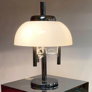Chrome Table Lamp – Italian Midcentury Modern Design, 1970s – Vintage Space Age Lighting