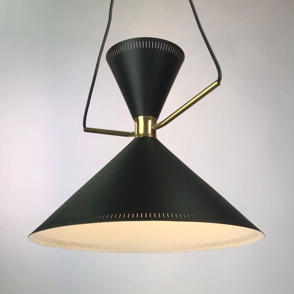 Extremely rare stilnovo inspired 1950s pendant by danish LYFA - midcentury modern hanging lamp designed by Bent Karlby - MCM ceiling light
