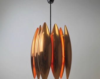 Scandinavian style midcentury danish modern copper ceiling light Kastor by Jo Hammerborg for Fog and Morup, Denmark 1969.