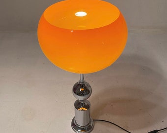 Vintage Orange Space Age Table Lamp/Floor Lamp, Made in Italy 1970s