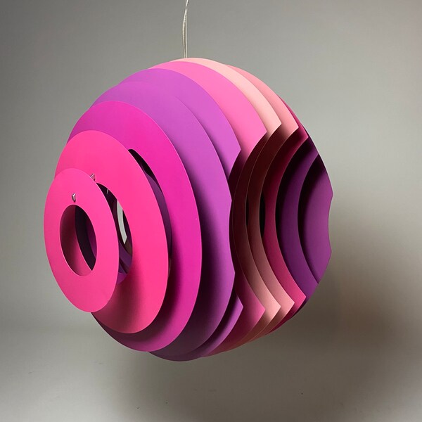 Gigantic pink and purple Supernova ceiling light by Ferruccio Laviani for Foscarini.