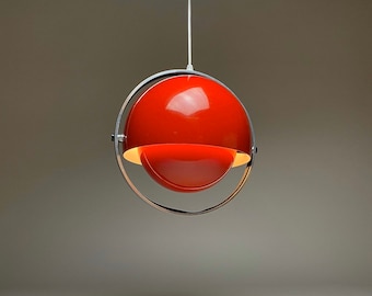 Red danish modern space age ceiling light Moonlight by Jørgensen & Buck for Quality System, Denmark 1963.