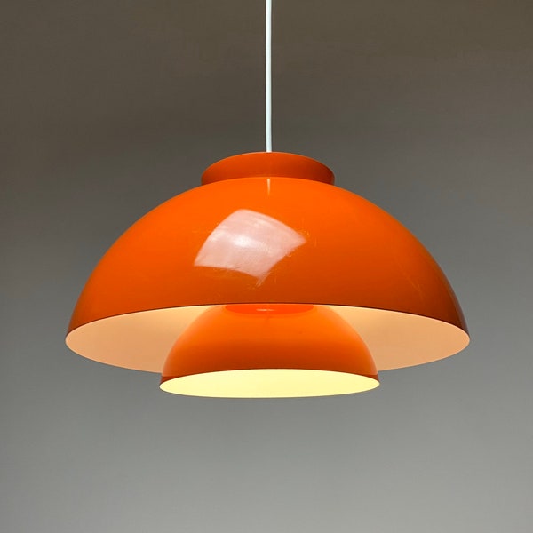 Rare orange ceiling lamp by Jo Hammerborg for Fog Morup, Denmark 1974.