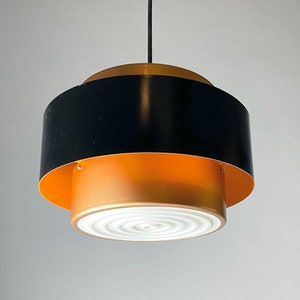View from the bottom of the Classic danish Juno copper ceiling light by Jo Hammerborg for Fog and Morup, Denmark 1966.