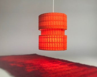 Bohemian orange fabric ceiling light from the 1970s.