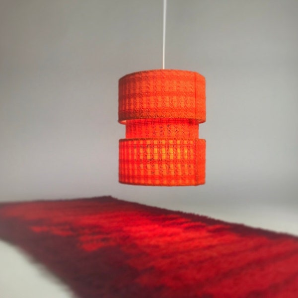 Bohemian orange fabric ceiling light from the 1970s.