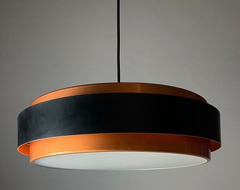 Classic danish modern copper ceiling light by Jo Hammerborg for Fog & Morup, Denmark 1963.