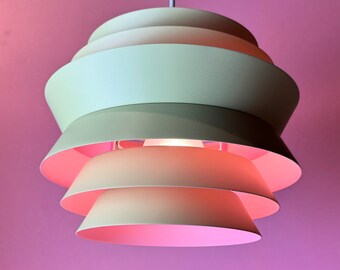 Unique pink and green Trava ceiling light by Carl Thore, Sweden 1960s.