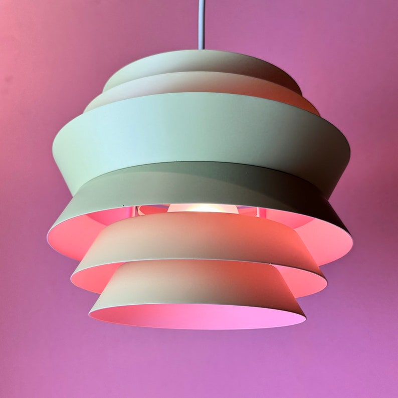 Unique pink and green Trava ceiling light by Carl Thore, Sweden 1960s. image 1