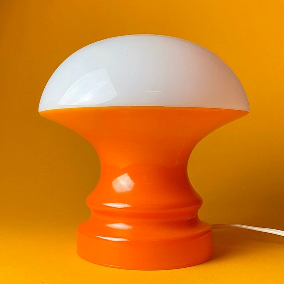 Hymne Zij zijn Verbonden Mooie melkachtige witte glazen tafellamp met oranje gelakte - Etsy België