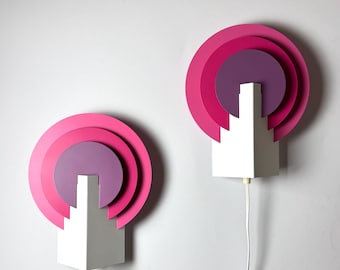 Vintage Pink & Purple Wall Lights – Set of 2 by Lyskaer, Denmark, 1970s – Mid-Century Modern