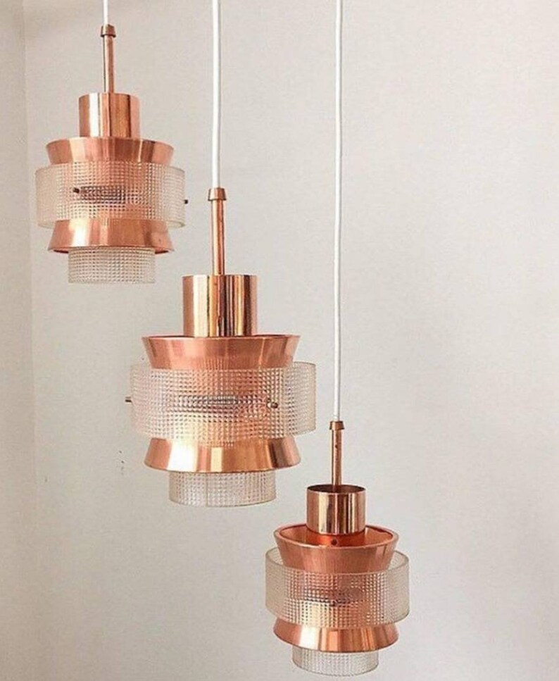 Rose Gold Triple Chandelier High Quality Mid Century Modern Etsy
