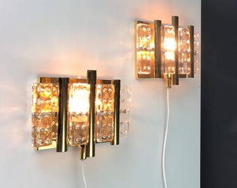 Goldene Wandlampe - Hans-Agne Jakobsson Set Wandlampen - Skandinavische Messing- & Glasbeleuchtung