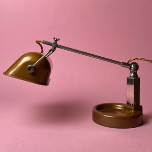 Antique Bronze-Colored Desk Lamp from the 1930s – Vintage Industrial Lighting for Your Workspace