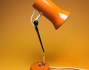 Orange space age desk lamp made in Denmark 1970s.