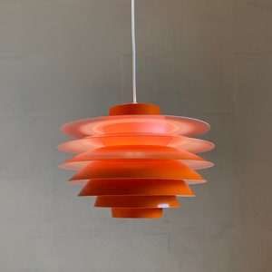 Danish Modern Orange Lacquered Ceiling Light – Sven Middelboe for Nordisk Solar, Denmark, 1980s – MCM Pendant