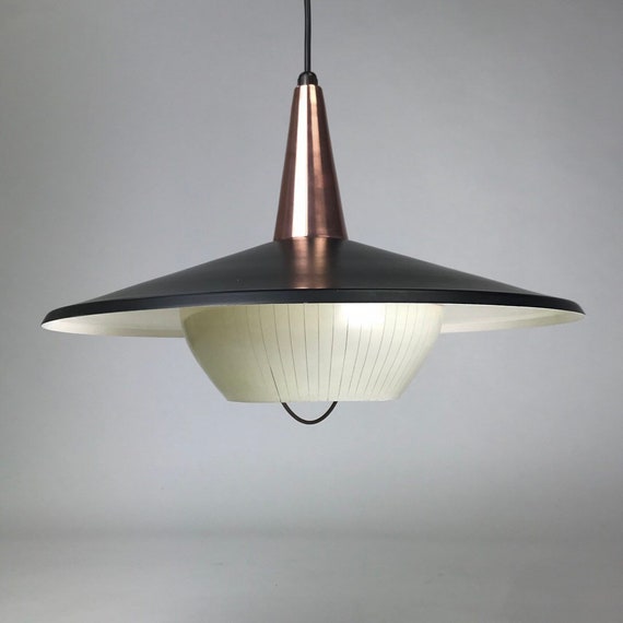 Beautiful Classic Danish Ceiling Light From The 1950s By Bent Karlby For Lyfa Mid Century Modern Contemporary Design Black Copper And Glass