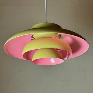 Pink and green ceiling light by Jo Hammerborg for Fog & Morup, Denmark 1965.