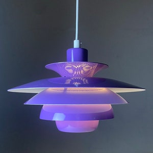 Scandinavian midcentury danish modern purple ceiling light by JEKA, Denmark 1970s.