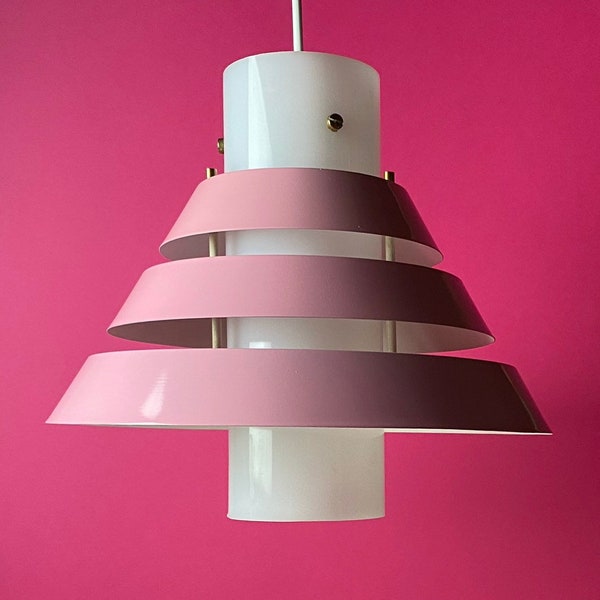 Mid Century Modern Pink Lacquered Ceiling Light | Danish Design 1970s