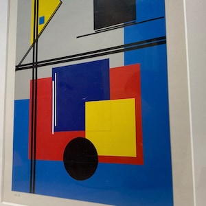Unique Wall Art Picture Made in Denmark, 1989 – Vintage Danish Modern Minimalist Abstract Painting