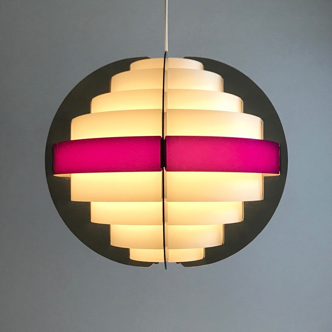 Very Unique Rare And Huge Stripes Ceiling Light By Brylle Etsy