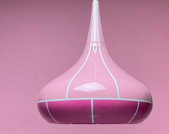 Vintage midcentury modern pink ceiling lamp Orient by Jo Hammerborg for Fog & Morup, Denmark 1970.